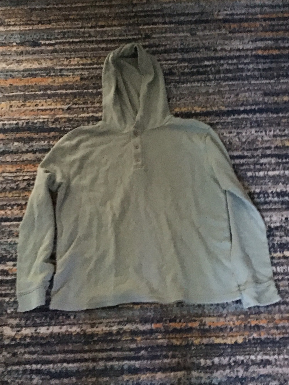 Light Olive Green Hooded Henley Sweatshirt